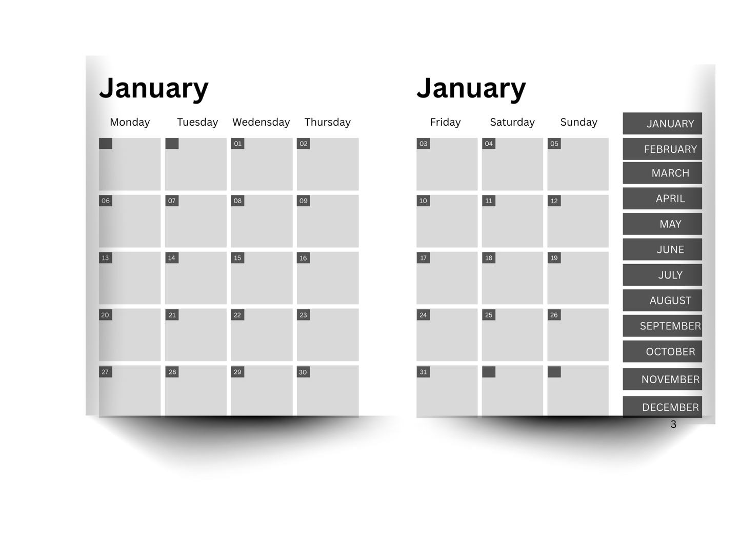 Minimalist 2025 Calendar – 12 Months Digital Download