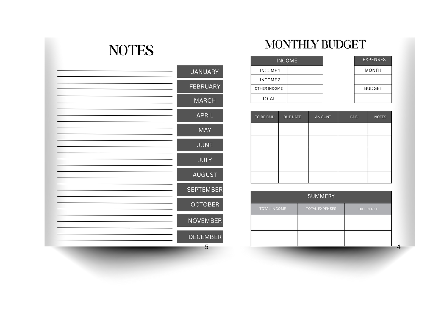Minimalist 2025 Calendar – 12 Months Digital Download